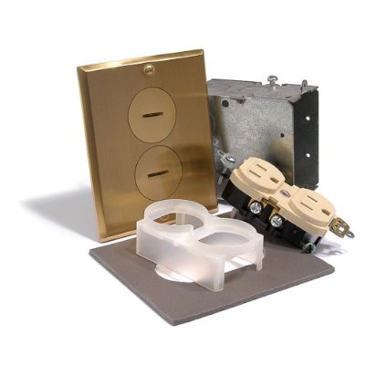 Photo of a floor electrical receptacle.